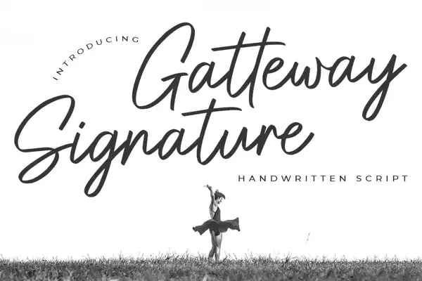 Gatteway Signature elegant script font with spacious lettering