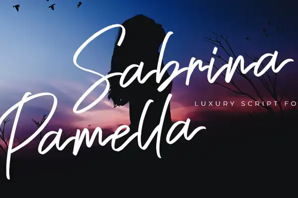 Sabrina Pamella luxurious cursive font with upward flow