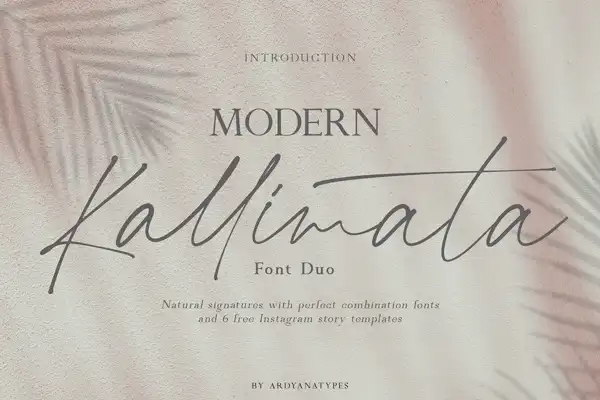 Modern Kallimata script and serif font pair with elegant contrast