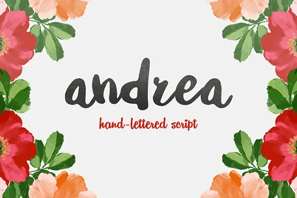 Andrea Script soft handwritten font with smooth rounded shapes