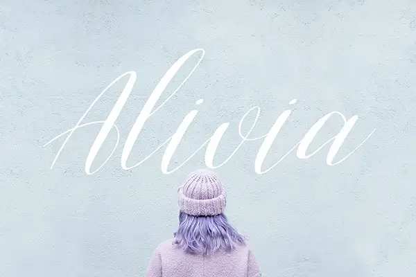 Alivia Script calligraphy-style font with elegant slanted strokes