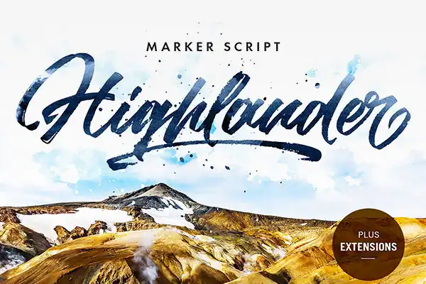 Highlander Marker rough marker script font with textured edges