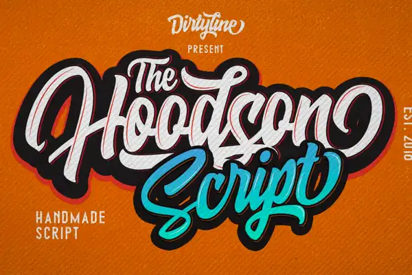 Hoodson Script retro handwritten font with bouncy baseline