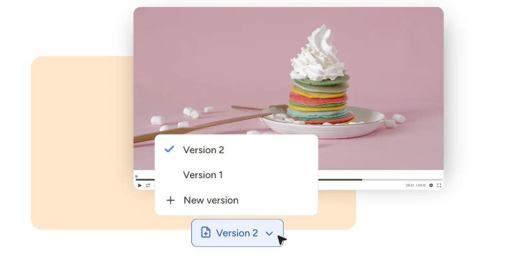 Version control menu showing multiple file versions for approval