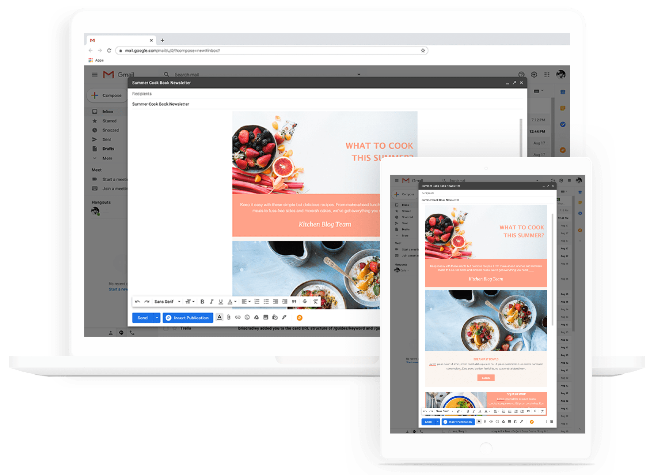 gadgets with responsive newsletter templates
