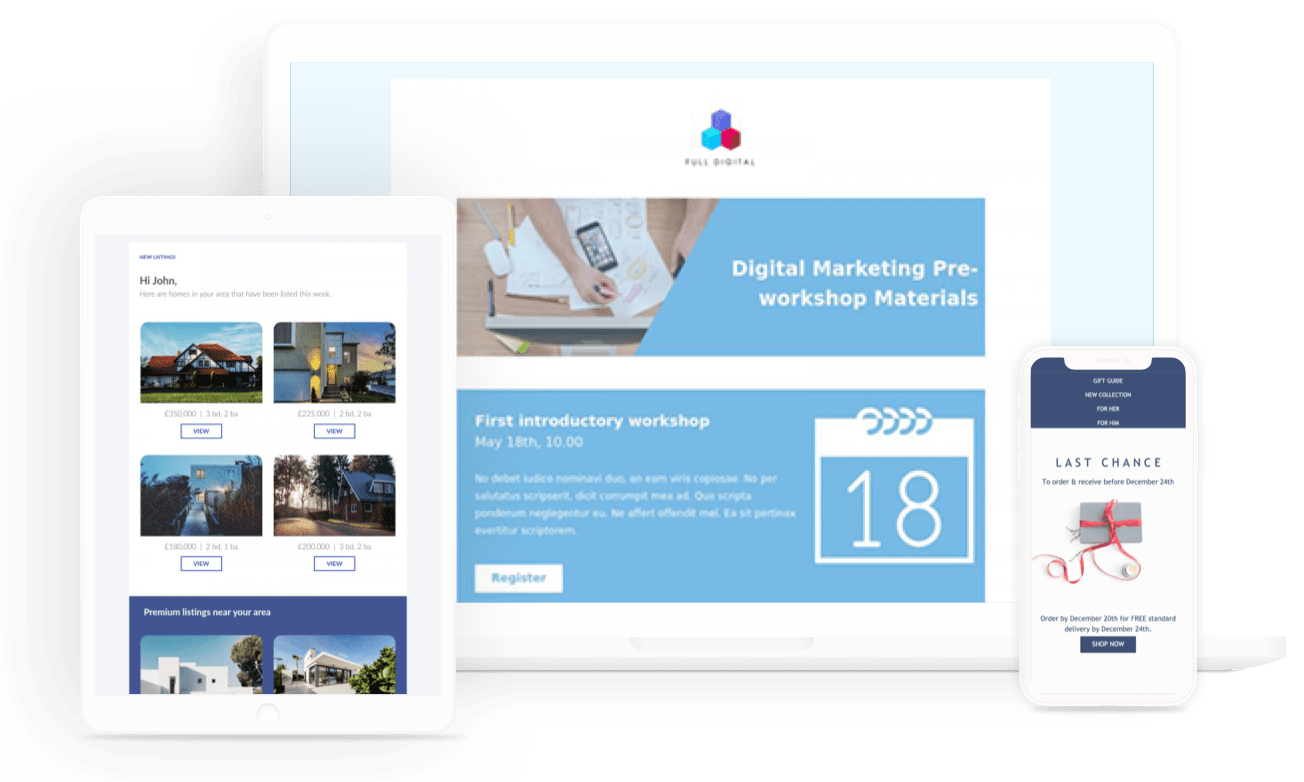 responsive html newsletter template in different gadgets