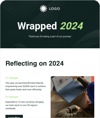Wrapped 2024 newsletter template preview