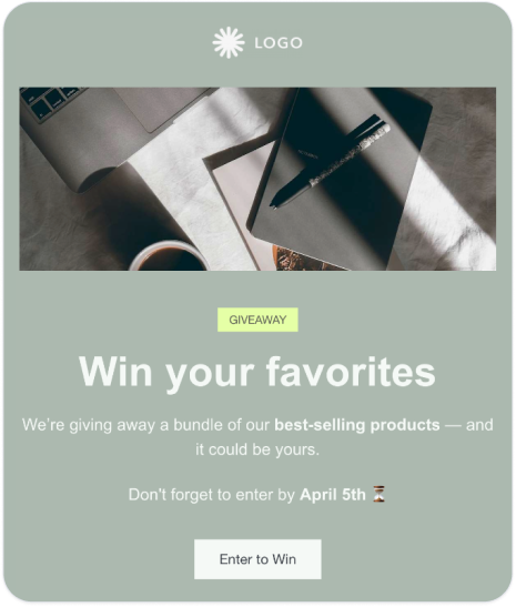 Win your favorites giveaway newsletter template preview