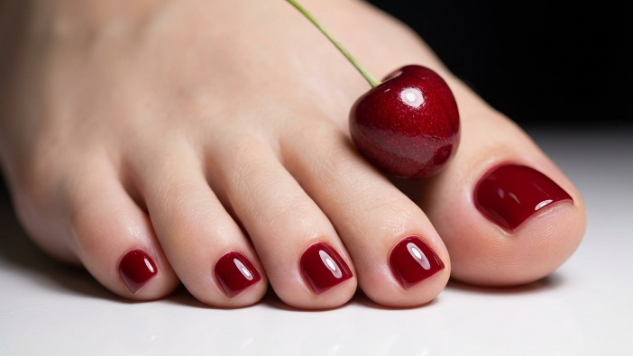 cherry red nails