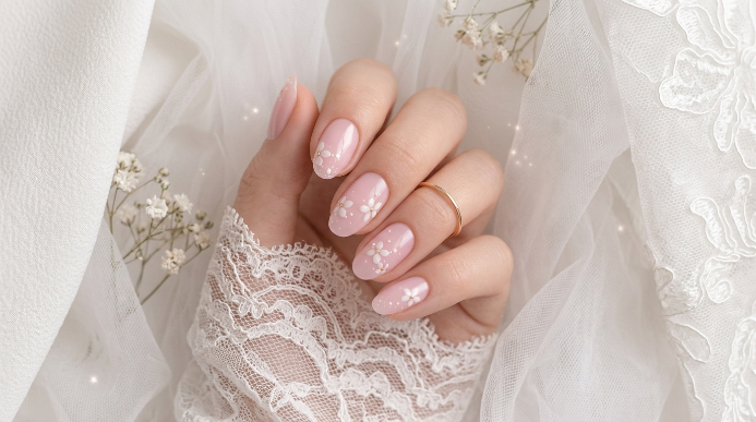 Baby pink nails para bodas