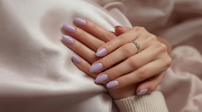 Milky Lavender Nails