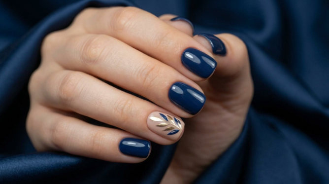 uñas cortas azul noche