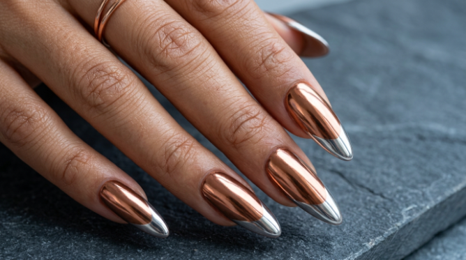 Uñas con efecto metálico