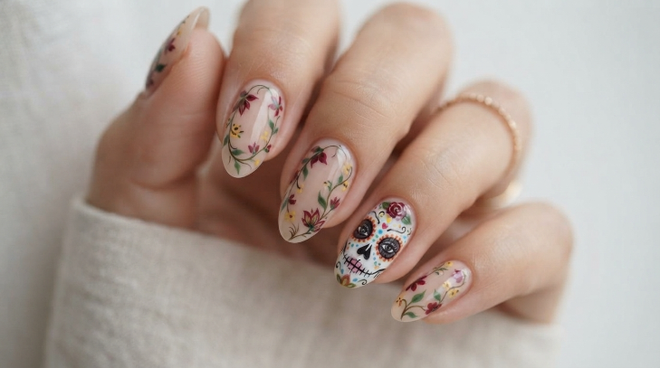 inspiracion nail art para dia de muertos