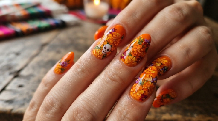 inspiracion nail art para dia de muertos