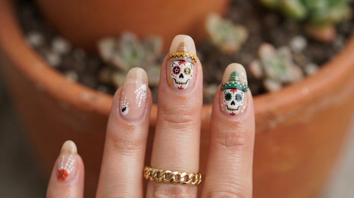 inspiracion nail art para dia de muertos