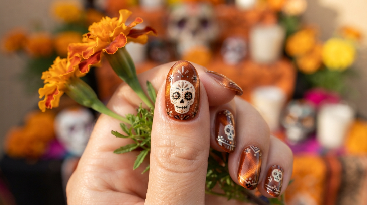 inspiracion nail art para dia de muertos