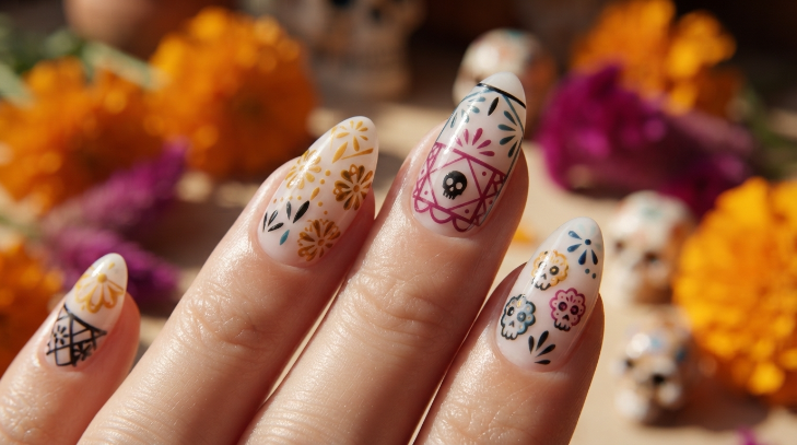inspiracion nail art para dia de muertos