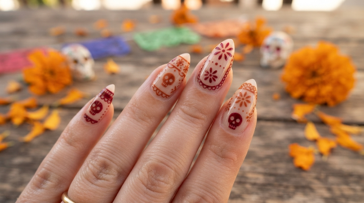 inspiracion nail art para dia de muertos
