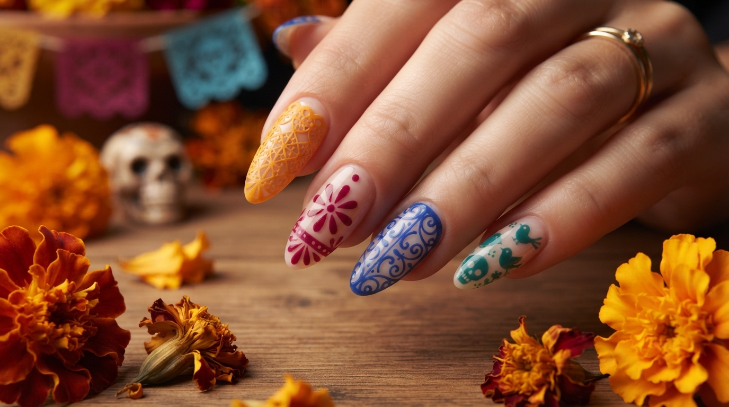inspiracion nail art para dia de muertos