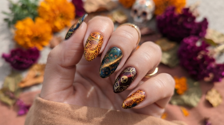 inspiracion nail art para dia de muertos