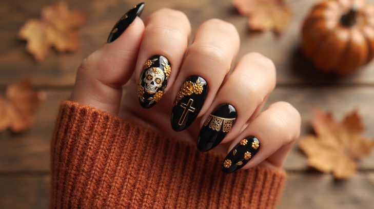 inspiracion nail art para dia de muertos