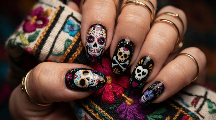 inspiracion nail art para dia de muertos
