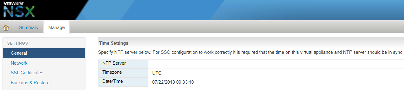 NSX NTP