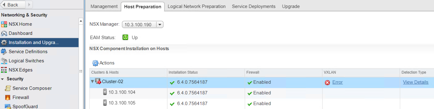 NSX host praparation