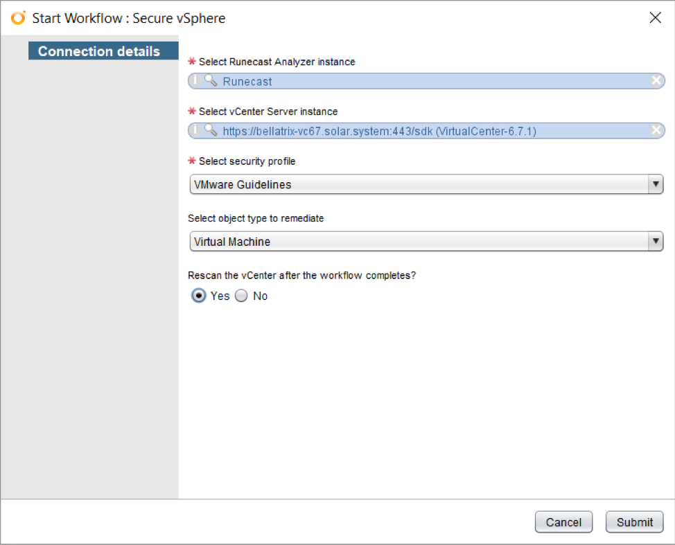 Connection detail How to secure vSphere