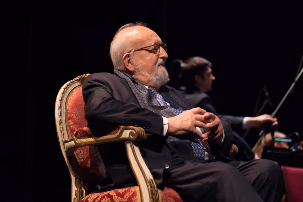Krzysztof Penderecki on stage with Sinfonietta Cracovia (2018 r.)