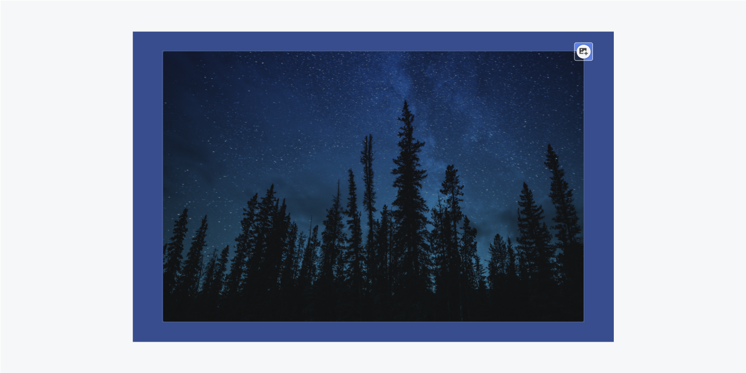 An image of a night sky full of stars has an edit icon on the top-right corner. 