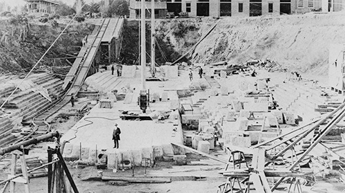 Dry Dock No. 1 under construction in 1878.