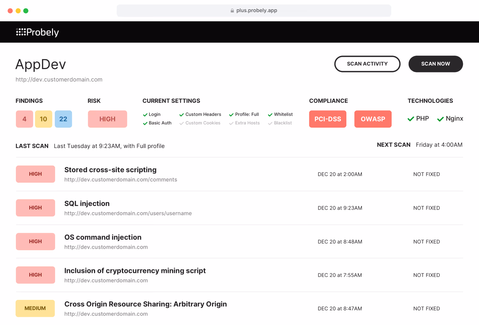 Probely | Top vulnerability management tools | Intruder