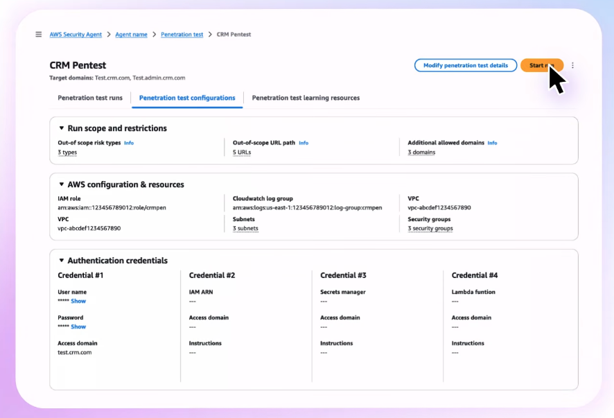 Best AI pentesting tools - AWS Security Agent