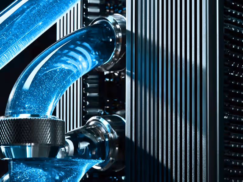Datacenter aisle blue
