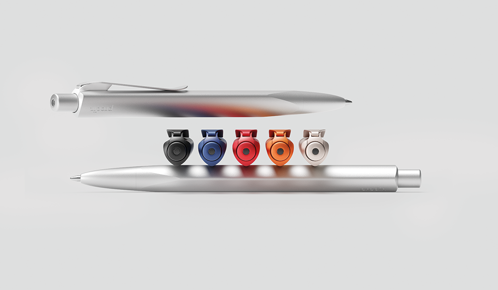 Aluminium Kugelschreiber in sechs Farben: Silk, Silver, Black, Red Jasper, Cobalt Blue, Canyon Orange