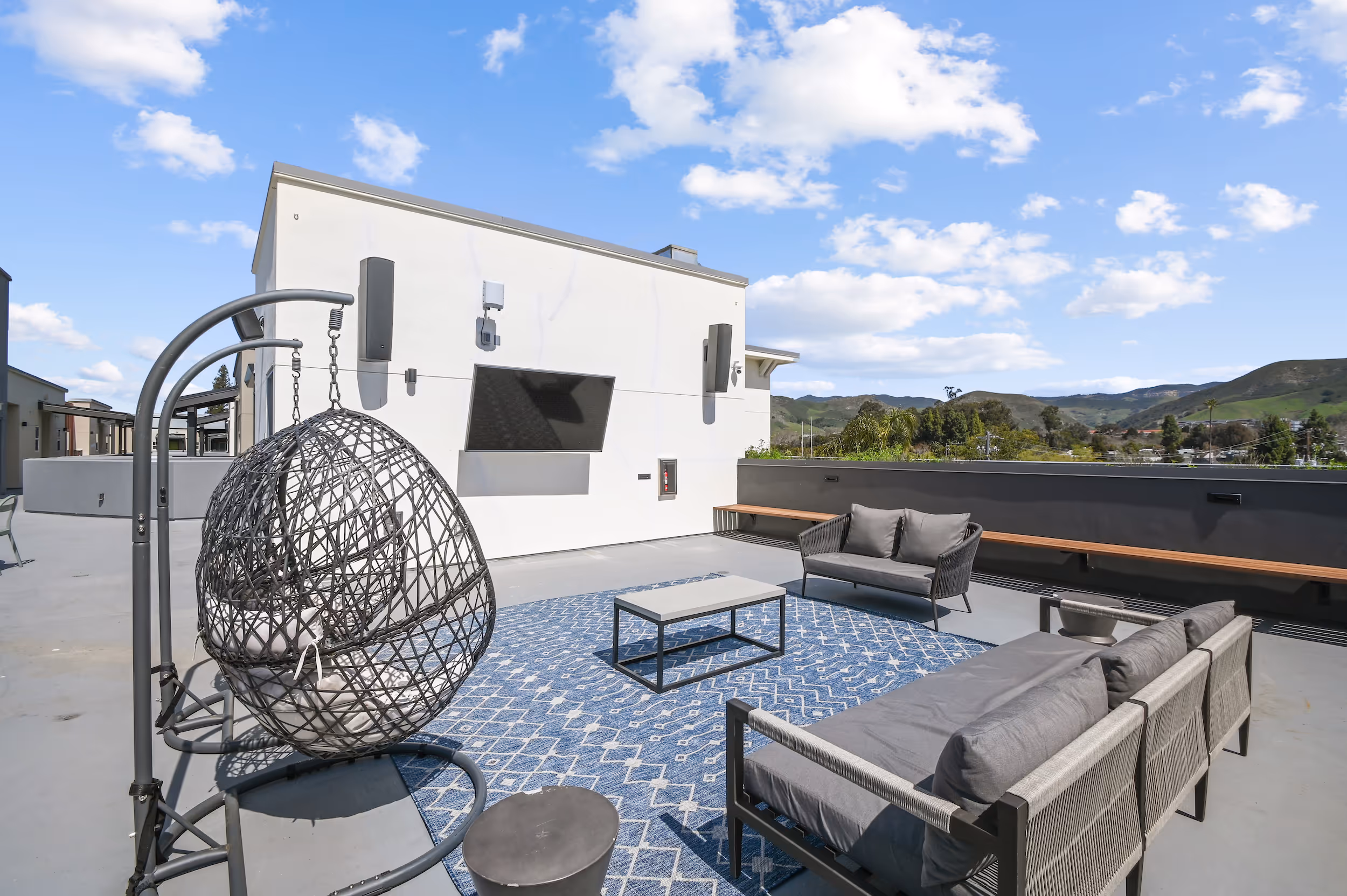 Rooftop lounge with TV