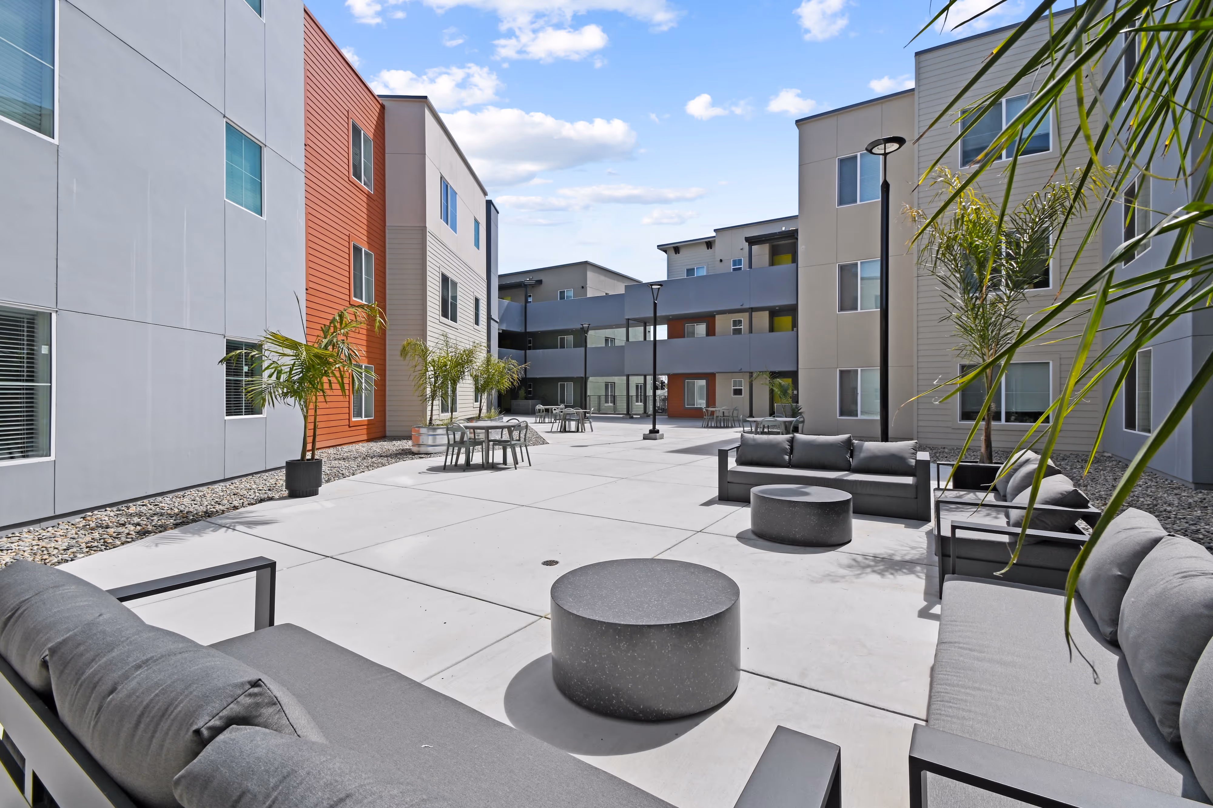 Outdoor courtyard with seating