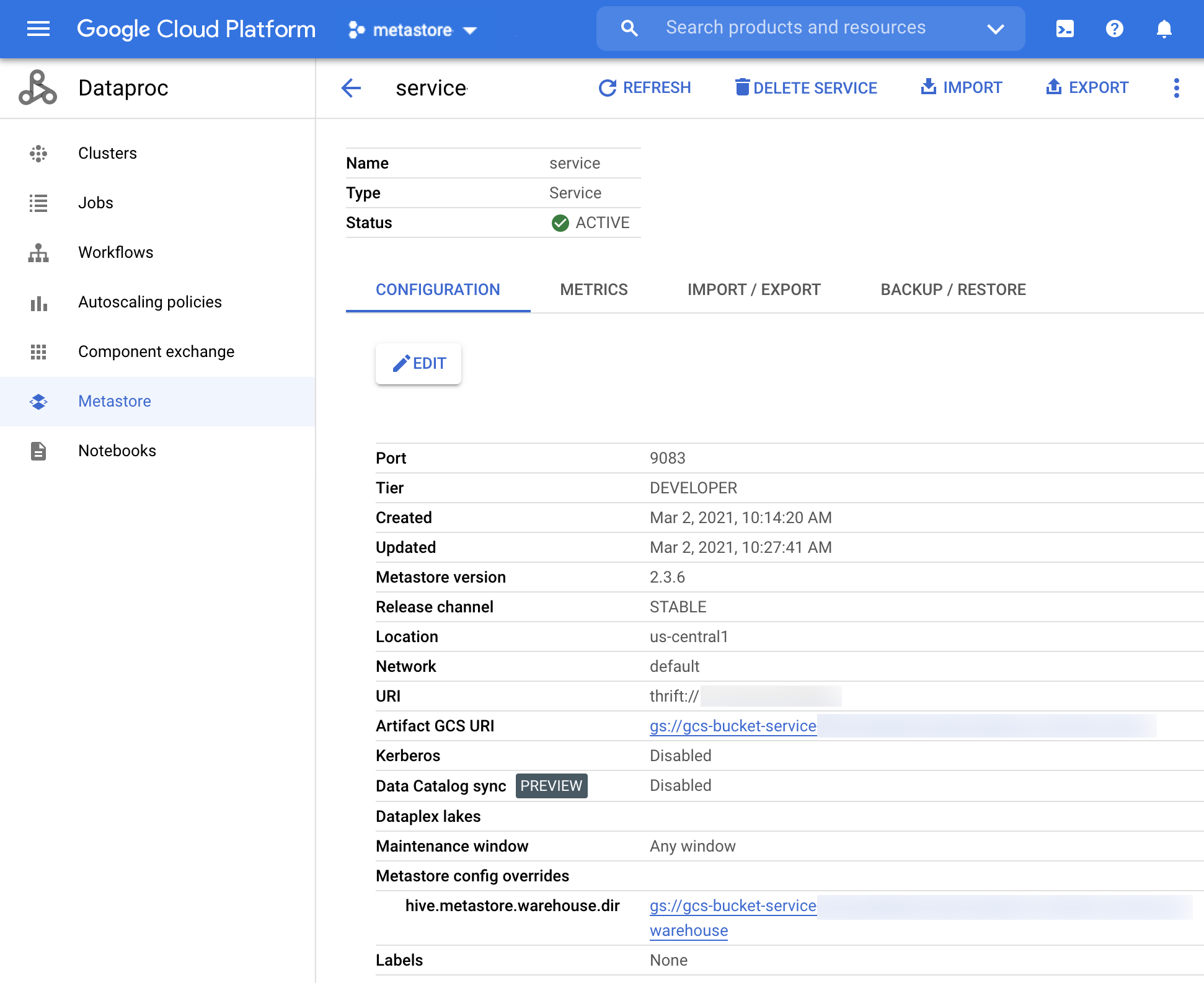 Import metadata into Dataproc Metastore | Google Cloud