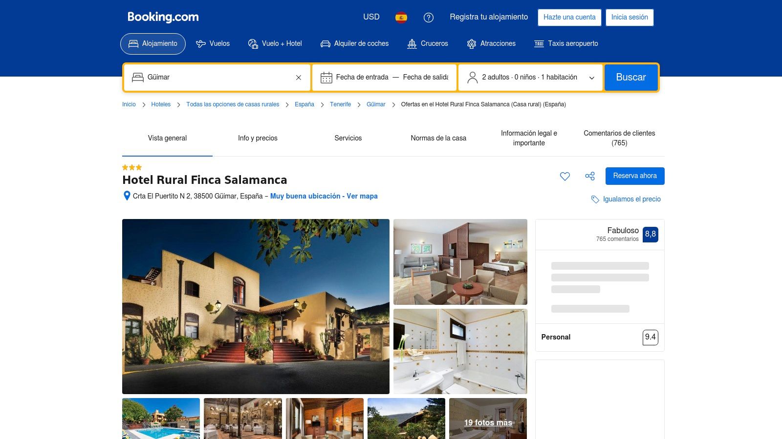 Booking.com – Ficha del Hotel Rural Finca Salamanca