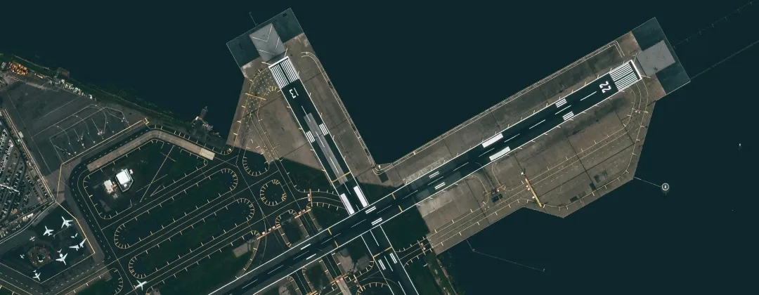 Satellite image of an airport