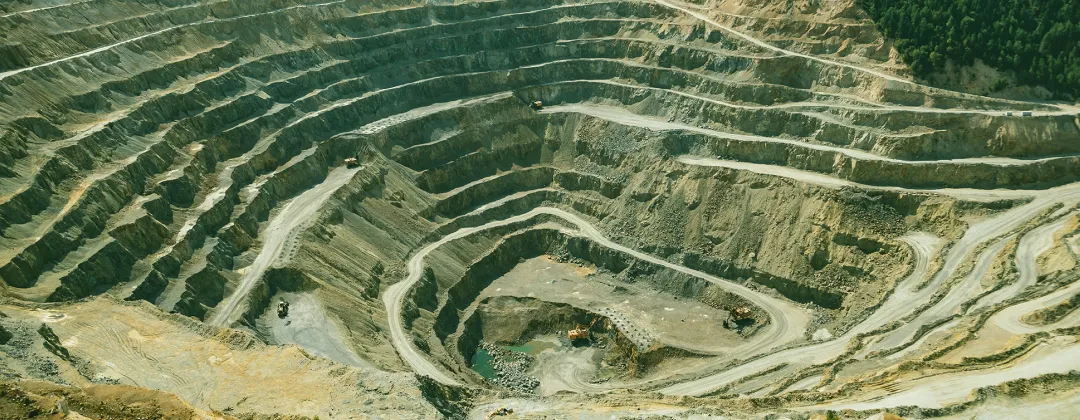 Aerial photo of a dig site