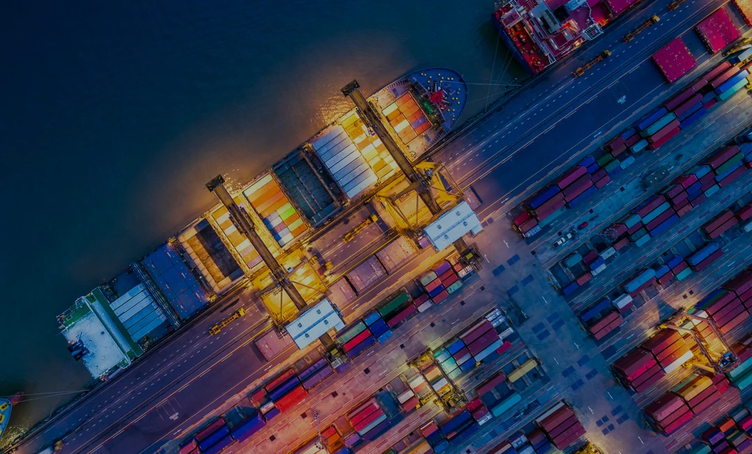 Satellite image of a docked cargo ship