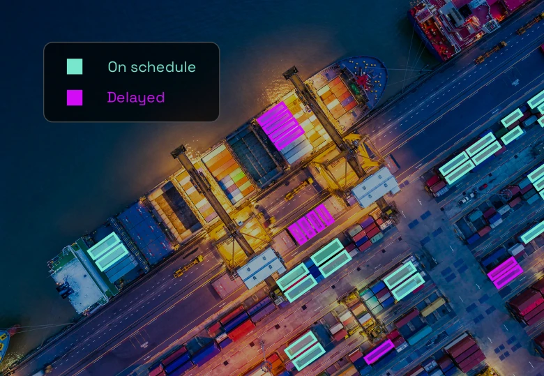 Satellite image of a docked container ship