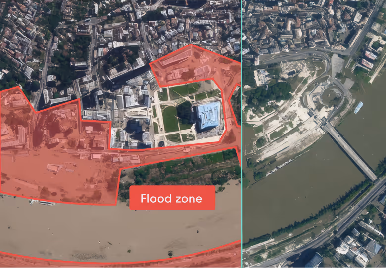 Satellite image of a flood zone