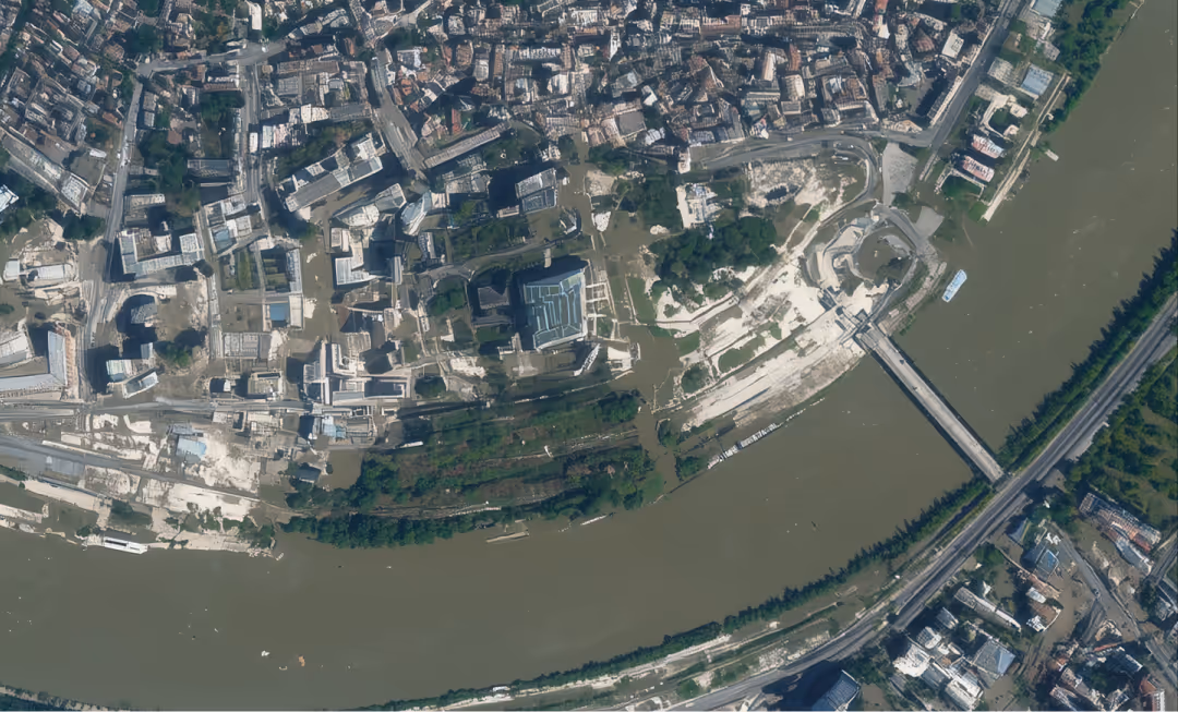 Satellite image of a not flooded flood zone