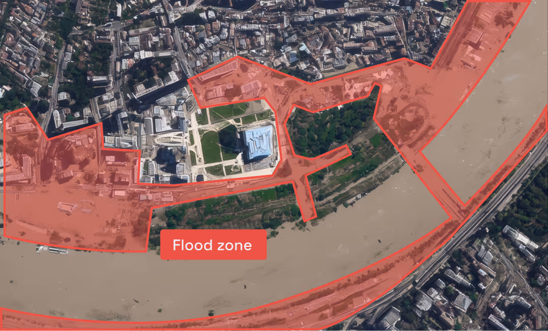 Satellite image of a flood zone