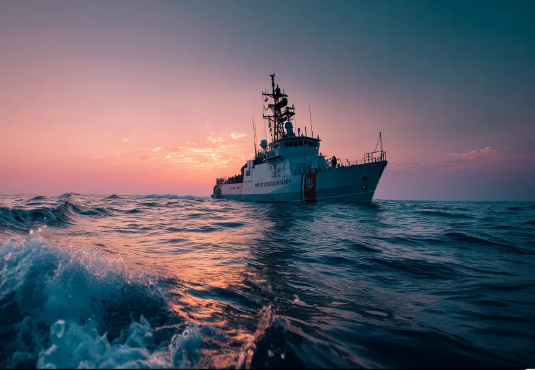 Photo of a ship navigating waves