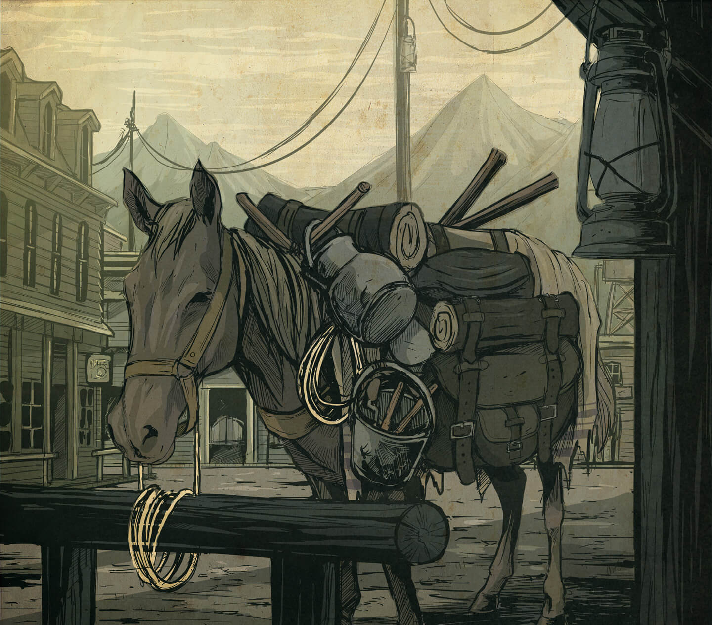 Horse with a saddlebag